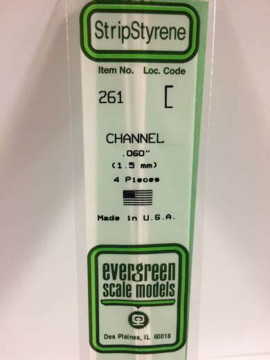 Evergreen Scale Models #261 1.5mm channel 4 pieces