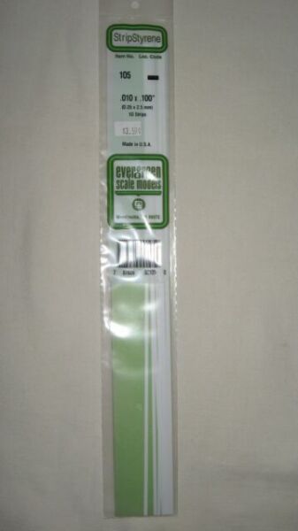 Evergreen Scale Models #105 .25x2.5mm 10 strips