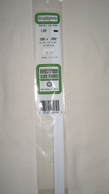 Evergreen Scale Models #139 .75x6.3mm 10 strips