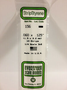 Evergreen Scale Models #156 1.5x3.2mm 10 strips