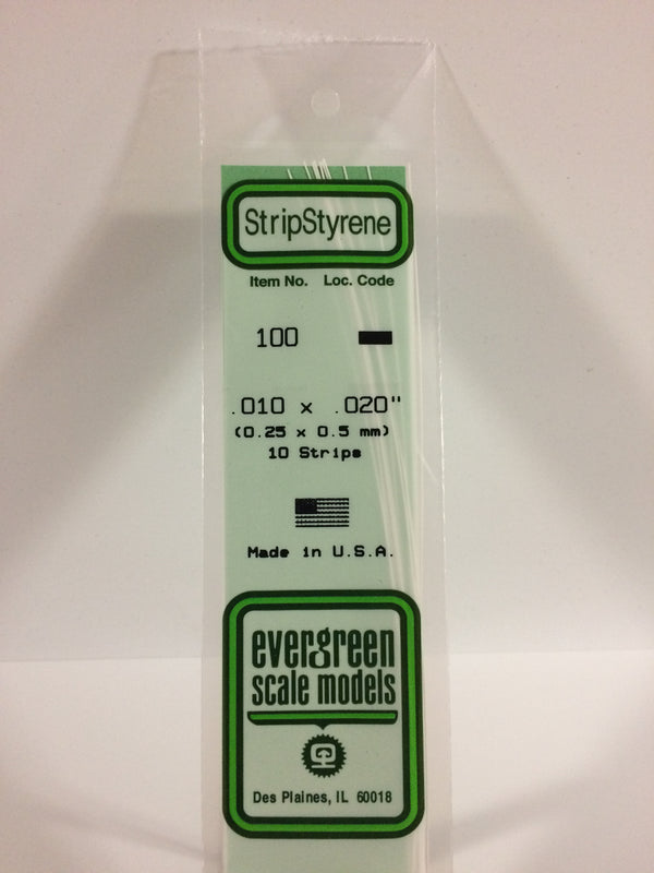 Evergreen Scale Models #100 0.25x.5mm 10 Strips