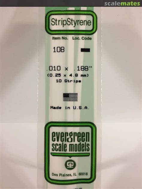 Evergreen Plastic Models #108 .25x4.8mm 10 strips
