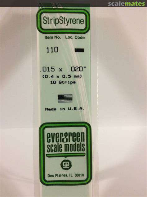 Evergreen Plastic Models #110 .4x.5mm 10 strips