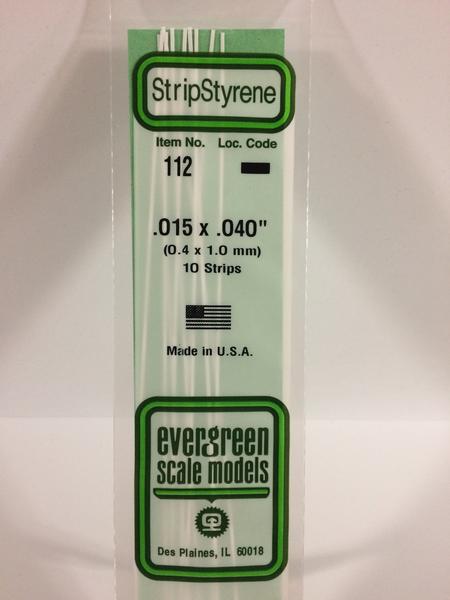 Evergreen Plastic Models #112 .4x1.0mm 10 strips