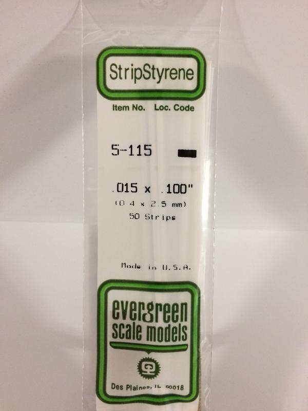 Evergreen Plastic Models #115 .4x2.5mm 10 strips