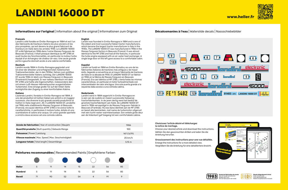 Heller 1/24 Landini 16000 DT Starter Kit, 57403