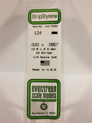 Evergreen Scale Models  #124 .5x2.0mm 10 strips