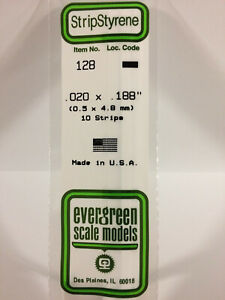 Evergreen Scale Models  #128 .5x4.8mm 10 strips