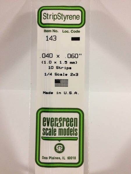 Evergreen Scale Models  #143 1.0x1.5mm 10 strips
