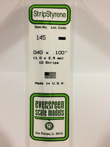 Evergreen Scale Models  #145 1.0x2.5mm 10 strips