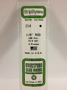 Evergreen Scale Models #214 3.2mm rod 4 pieces