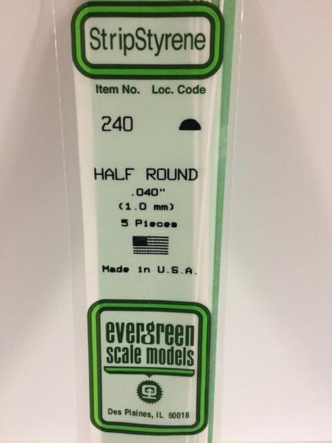 Evergreen Scale Models #240 1.0mm half round 5 pieces
