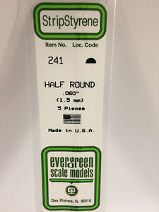Evergreen Scale Models #241 1.5mm half round 5 pieces