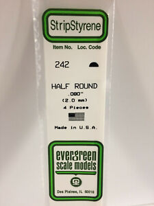 Evergreen Scale Models #242 2.0mm half round 4 pieces