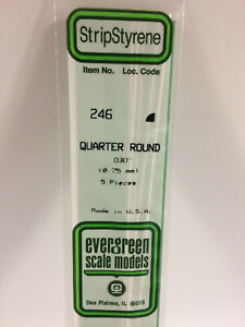 Evergreen Scale Models #246 .75mm Quarter Round 5 pieces