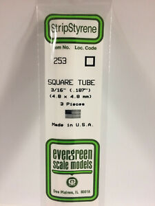 Evergreen Scale Models #253 4.8x4.8mm square tube 3 pieces