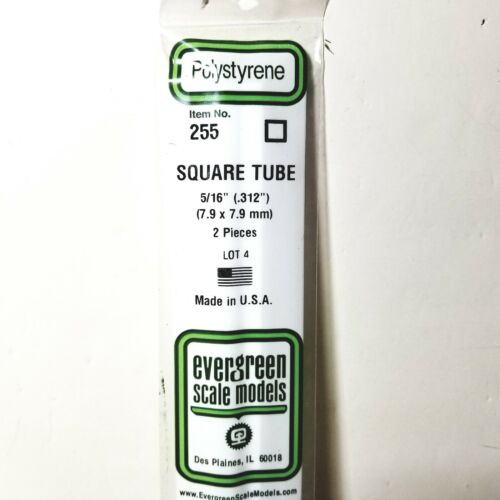 Evergreen Scale Models #255 7.9x7.9mm Square Tube 2 pieces