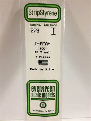 Evergreen Scale Models #273 2.5mm I Beam 4 pieces