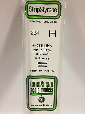 Evergreen Scale Models #284 3.2mm H Beam 3 pieces