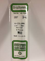 Evergreen Scale Models #287 6.3mm H Beam 2 pieces