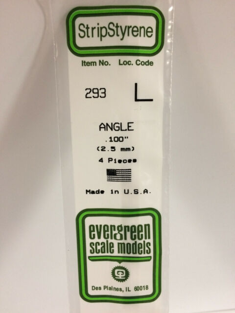 Evergreen Scale Models #293 2.5mm Angle 4 pieces