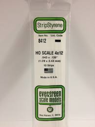 Evergreen Scale Models #8412 1.08x3.43mm bar 10 strips