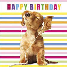 Birthday Card 3D Puppy with Headphones
