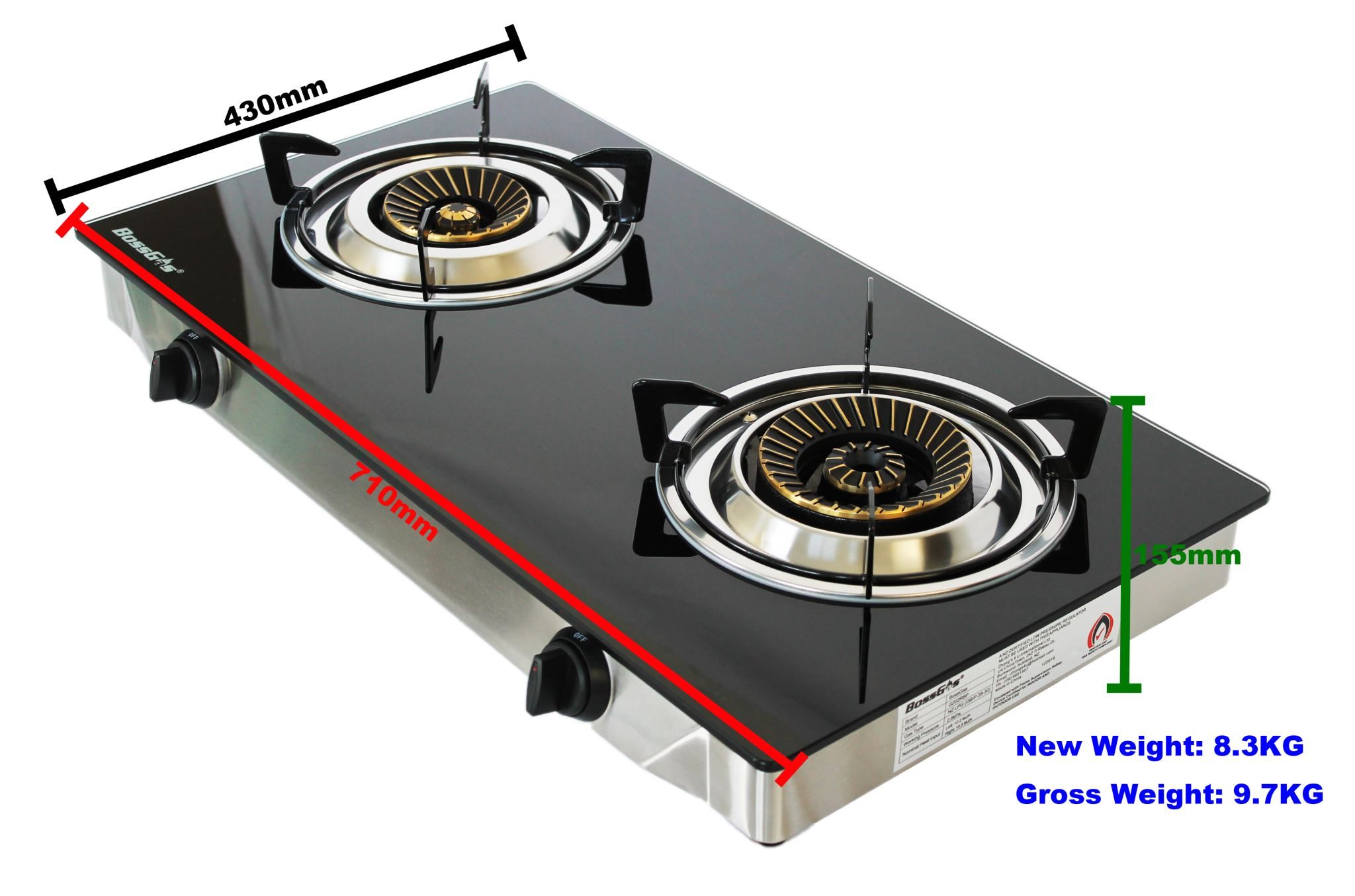 GLASS DOUBLE GAS STOVE