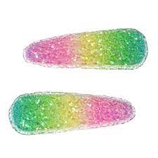 Pink Poppy Rainbow Chunky Glitter Snap Clips