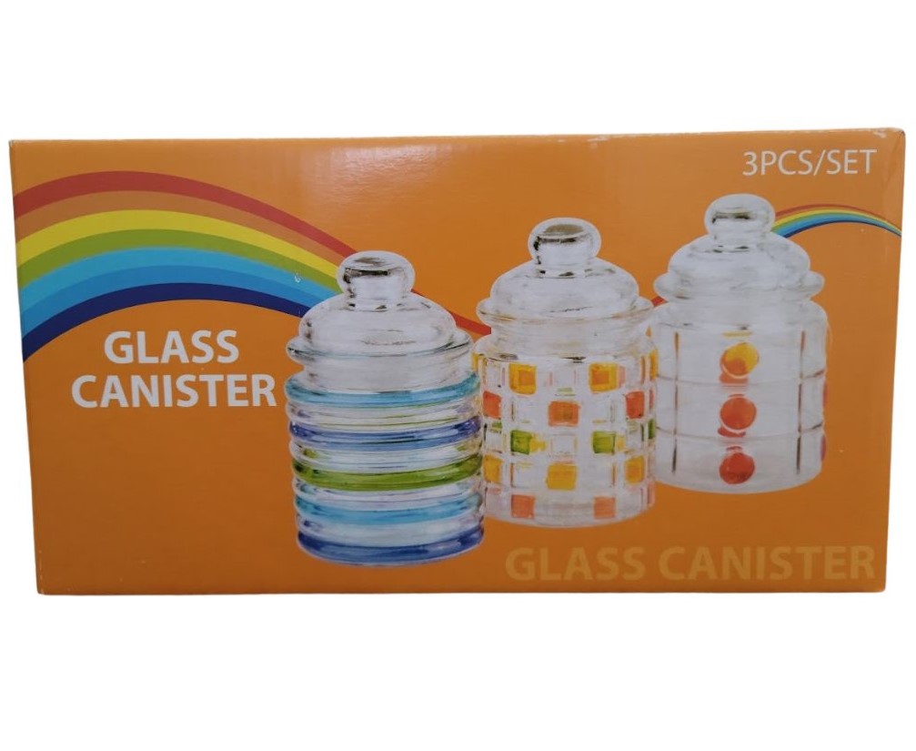 3PC GLASS CANISTER