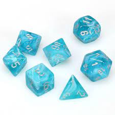 Polyhedral Dice Set Cirrus Aqua/silver