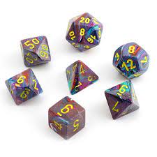 Polyhedral Dice Set Festive Mosaic/yellow