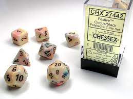 Polyhedral Dice Set Festive Circus/black