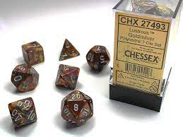 Polyhedral Dice Set Lustrous Gold/silver