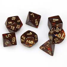Polyhedral Dice Set Scarab blue blood/gold