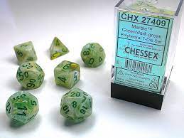 Polyhedral Dice Set marble green/dark green