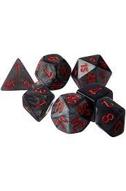 Polyhedral Dice Set Velvet black with red