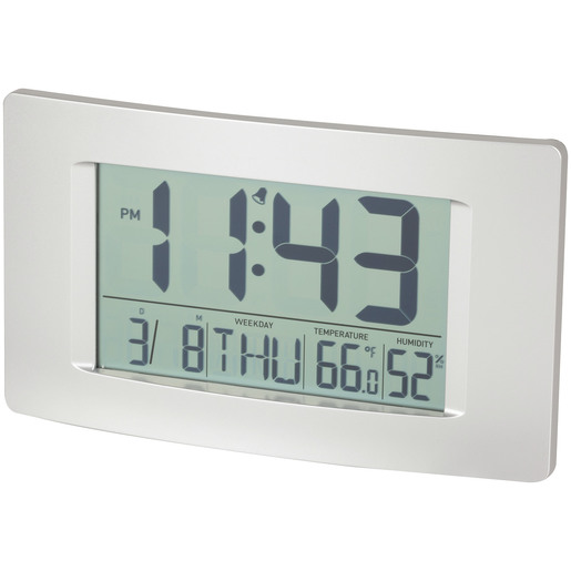 CLOCK LCD WALL W/TEMP CALENDAR