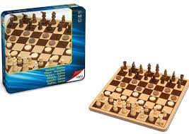 Chess and Draughts Metal Tin