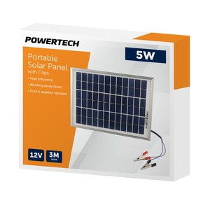 12V 5W Solar Panel with Clips - Save $8