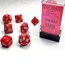 Opaque Polyhedral Dice Set Red/White CHX 25404