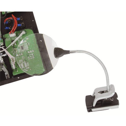 MAGNIFIER W/GOOSENECK/2 LEDS CLIP ON