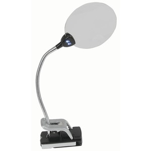 MAGNIFIER W/GOOSENECK/2 LEDS CLIP ON