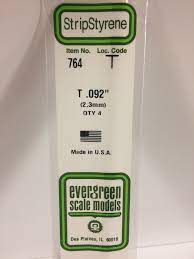 Evergreen Scale Models #764 2.3 mm T section 4 pieces