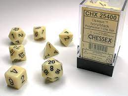 Polyhedral Dice CHX25400 Opaque Ivory/black