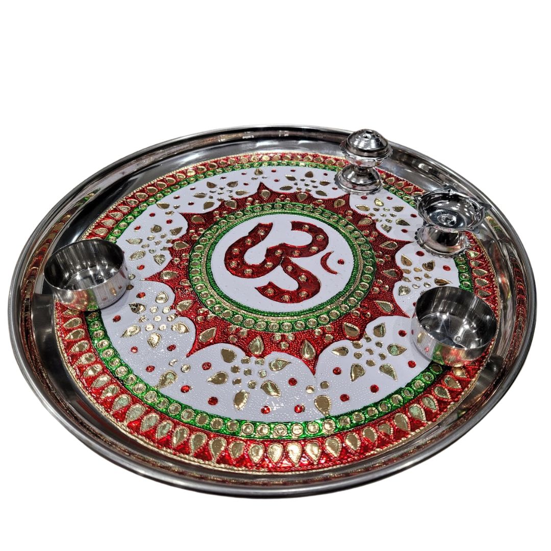 11" MEENAKARI OM POOJA THALI