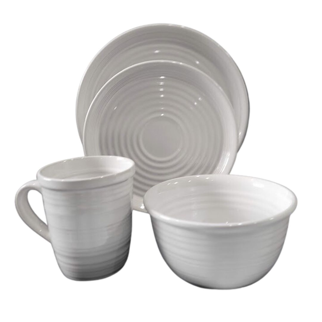 16PC DINNER SET WHITE HEAVY