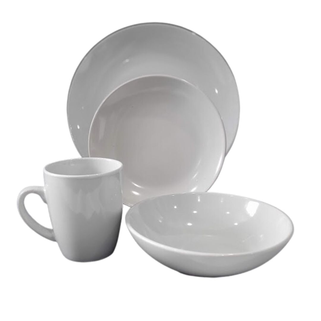 16PC GLAZE DINNER SET WHITE