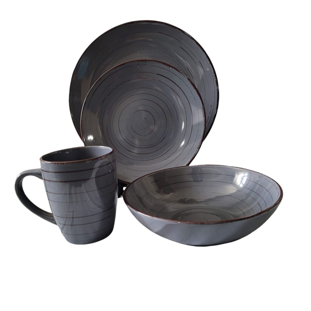 16PC HP DINNER SET GREY HEAVY