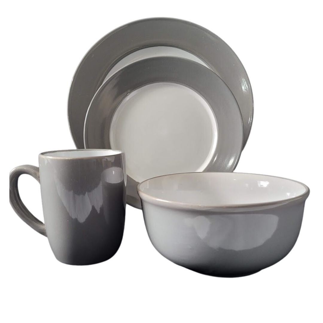 16PC DINNER SET GREY & WHITE